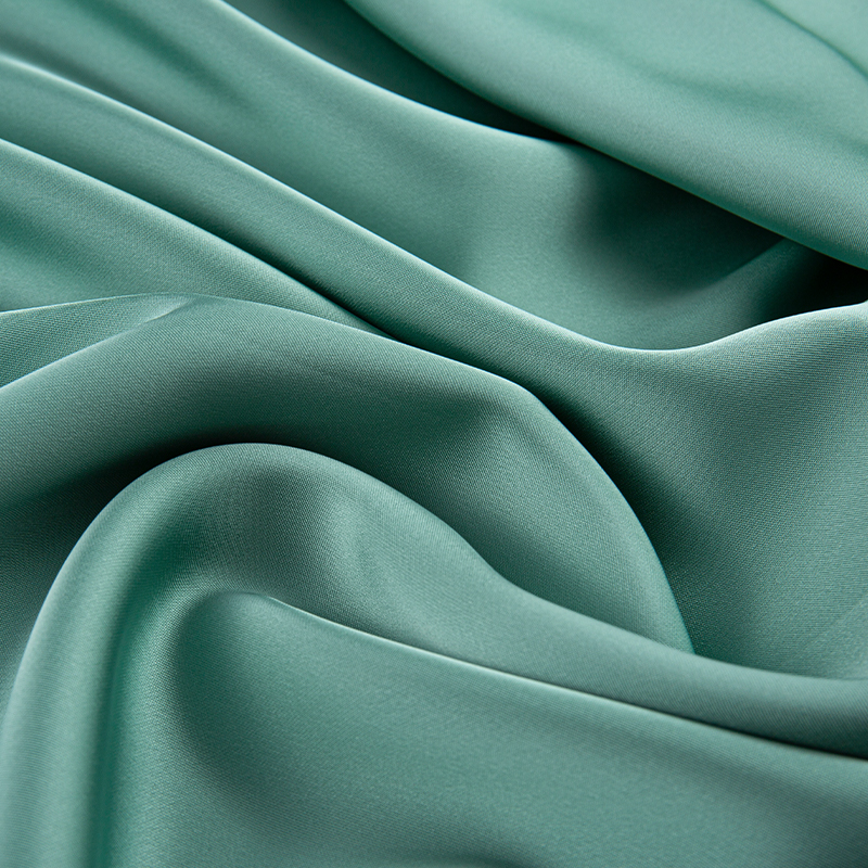 HY386 172GSM Kain Sifon Satin Hijau Ganda Asetat Imitasi, Kain Mode Sutra Imitasi