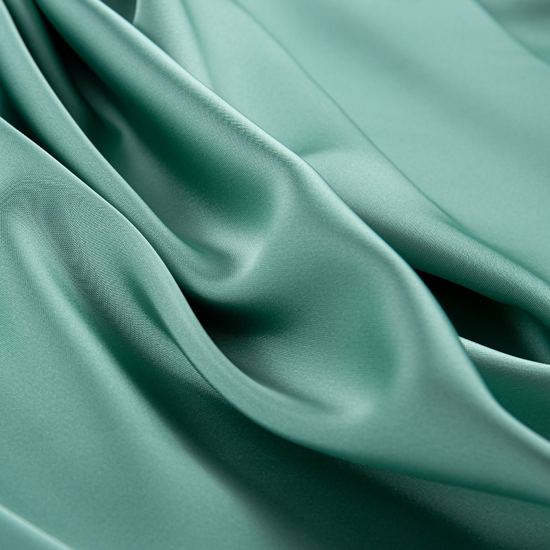 HY386 172GSM Kain Sifon Satin Hijau Ganda Asetat Imitasi, Kain Mode Sutra Imitasi