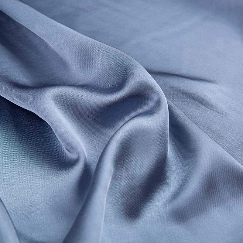 HY263 Biru 150Cm 240GSM Kepar Imitasi Asetat CEY Kain Pakaian Wanita Satin Poliester Murni
